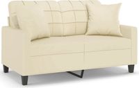 vidaXL Tweezitsbank met sierkussens 120 cm kunstleer crèmekleurig