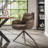 Giga Living Giga Meubel Armstoel Hoven Taupe/Bruin – Draaibaar – Polyester - Set van 2