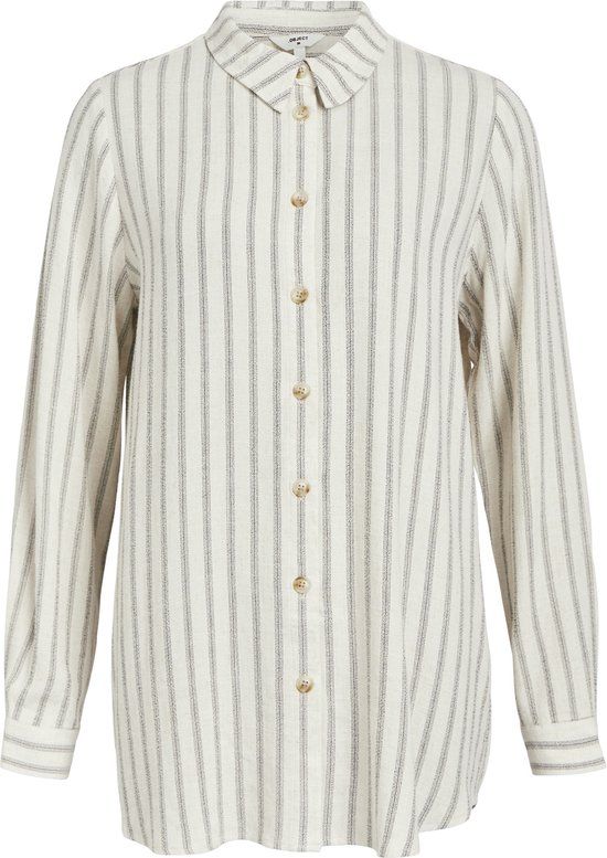 OBJECT OBJSANNE Blouse Dames ZAND Maat 36 - Lange Mouw - EcoVero Viscose - Lente/Zomer 2024