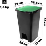 KADAX pedaalemmer 45 litres, poubelle à pédale et couvercle, poubelle pour tri des déchets (noir-noir + noir-vert + noir-jaune + noir-bleu)