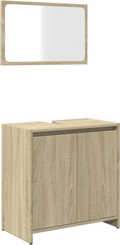 vidaXL 2-delige Badkamermeubelset bewerkt hout sonoma eikenkleurig