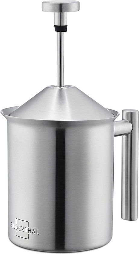 SILBERTHAL Handmatige Melkopschuimer - 400 ml - Zilver - RVS - Cadeau