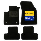 DBS - Automatten - op maat gemaakt voor Megane 4 (vanaf 2016) - met bevestigingsclips - antislip vloermatten voor auto - 4 stuks, zwart