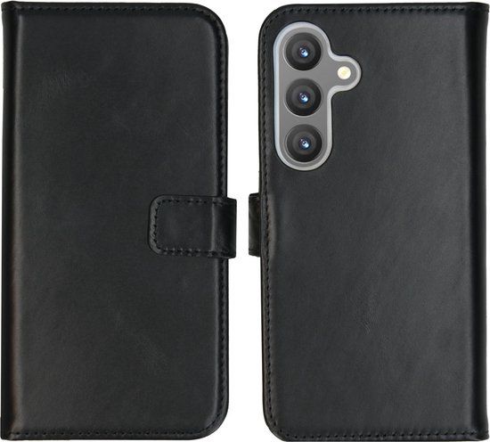 Selencia Echt Lederen Bookcase voor Samsung Galaxy S24 - Zwart - Met Pasjeshouder