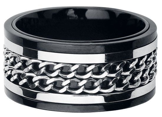 etNox hard and heavy etnox Double Chain Unisex Ring - zwart/zilverkleurig