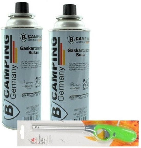 Ben Tools 2x Onkruidverdelging gasfles butaan gas - 227 gr - gasbus navulling inclusief aansteker