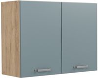 Vicco Glazen keukenkast R-Line, Blauw-grijs/Goudkleurig Eiken, 80 cm