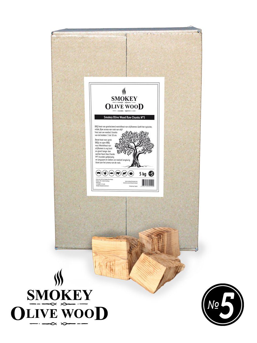 Smokey Olive Wood - Chunks - 5kg Olijfhout - voor de BBQ en Smoker - grote brokken 5cm-10cm