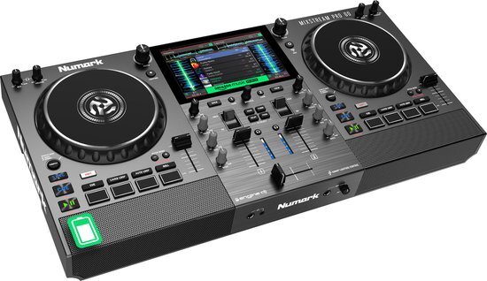Numark Mixstream Pro Go - Standalone DJ-controller met batterij, DJ-mixer, luidsprekers, Amazon Music Unlimited, wifi, touchscreen, werkt met Serato DJ