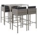 vidaXL Ensemble de bar de jardin 5 pièces avec coussins, gris, polyrotin