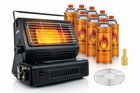 SMH LINE 2-in-1 Draagbare Gaskachel - Straalkachel - Buitenkachel | Camping Heater | Terrasverwarming | INCL. 28x Gasflessen en Kookrooster - 9501642845765