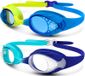 OutdoorMaster Lot de 2 lunettes de natation pour enfants Sangle à réglage rapide Jaune et bleu + Bleu