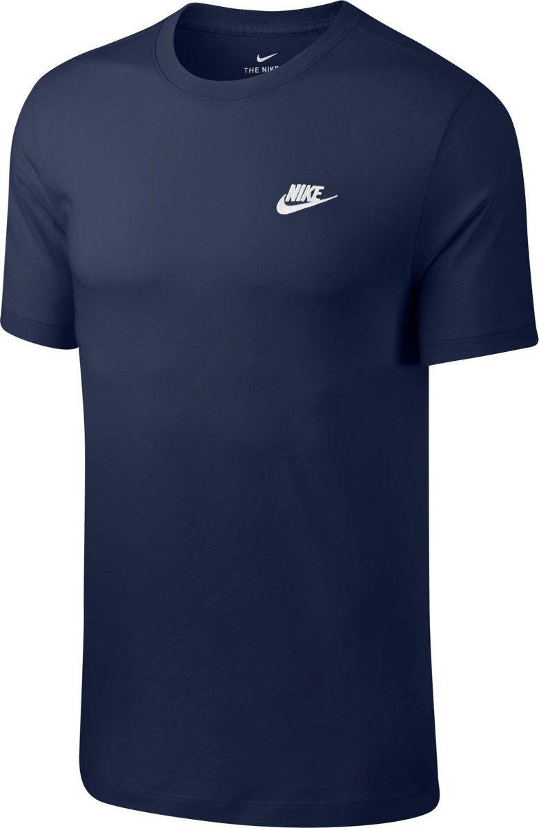 Nike Nsclub Tee Sportshirt Heren Midnight Navy/White - Blauw