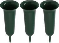 DK Design Vase de cimetière plastique - 3x - vert - H42 cm