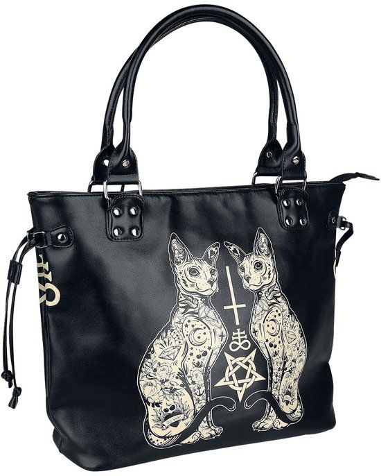 Banned Esoteric Cat Dames Handtas - zwart/wit