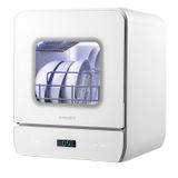 GORGENOX Lave-vaisselle de table, Capacité 3 couverts, Adapté aux bébés et aux mamans, 4-en-1 (Lavage, Désinfection, Séchage et Rangement), Système compact d'adoucissement de l'eau, Séchage à l'air chaud, Stérilisation UV, Modèle : D