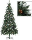 vidaXL Kunstkerstboom met dennenappels en wit glitter 210 cm