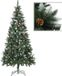 vidaXL Kunstkerstboom met dennenappels en wit glitter 210 cm
