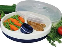 Kookbord Adhome Warmhoudbord 22 cm met transparant deksel - Wit / Blauw