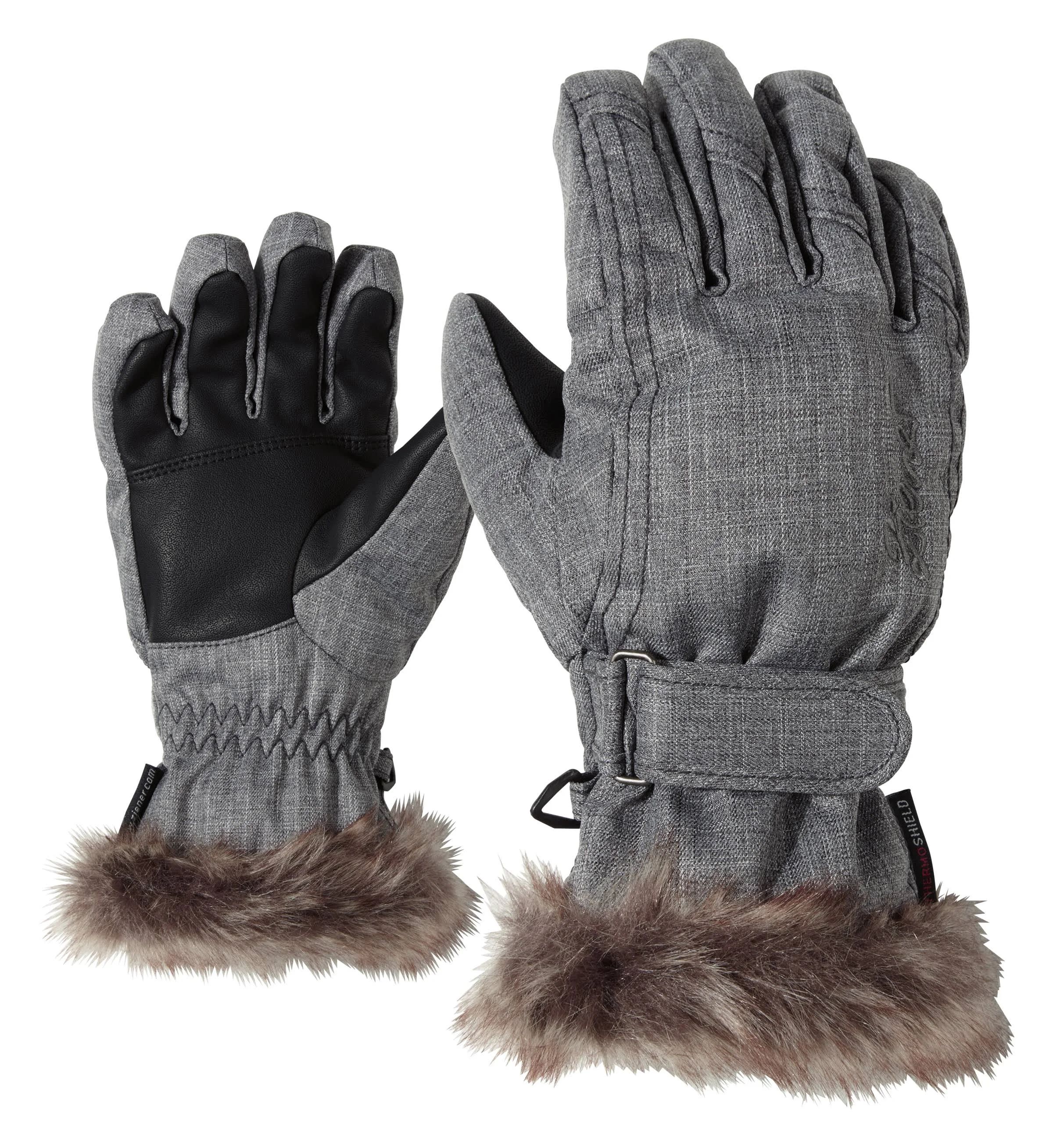 Ziener Kim - Ski Handschoenen Dames - Grijs/Bruin - Maat 8.5