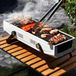 MikaMax - 2 in 1 Compact BBQ Wit - GrillMaster Roker - Draagbare Houtskoolbarbecue - Tafelbarbecue