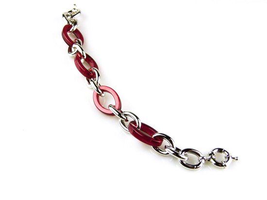 Model Marilyn Monroe Armband - Brons, Zilverkleurig & Roze Resin - 21cm