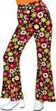 Finidi Jaren 70 broek flowers dames L/XL Polyester Zwart