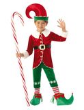 Rubies Elfen-Boy Deluxe kostuum voor kinderen, jas met broek, manchetten, riem, muts en overschoenen, kerstelfen, voor Kerstmis, schooluitvoeringen, feestjes (maat XXS, 3-4 jaar)