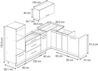 Vicco Hoekkeuken Fame-Line, Donkergrijs/Wit, 287 x 207 cm zonder werkblad