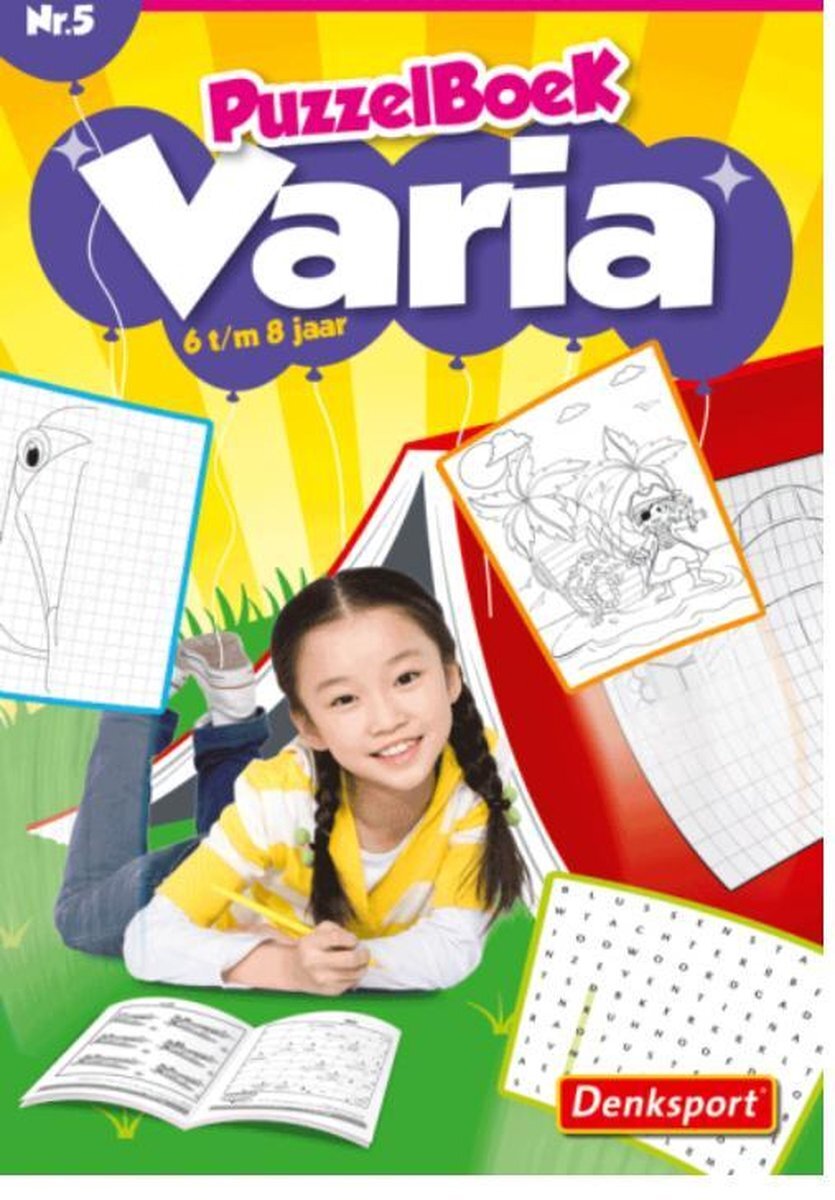 Denksport | Nr.5 Puzzelboek varia 6-8 jaar | junior | Puzzelboek | Kleurboek | Tekenen | Stiften | Puzzels kinderen | Puzzelboek kinderen | Puzzel | Puzzelboekje | puzzelboekjes | Woordzoeker | Woordzoekers voor kinderen