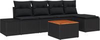 vidaXL - Tuinbank - Set - 2 zitplekken - Zwart - Polyrattan