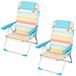 AKTIVE Set van 2 inklapbare strandstoelen, 48 x 47 x 74 cm, 5 posities, aluminium en textiel, achter- en zijzakken, schoudergreep, veelkleurige strepen, model Santorini (85509)