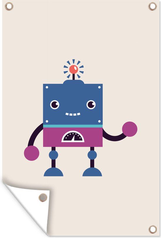 GreatGardenPosters Tuinposter buiten Zwaaiende robot - 60x90 cm