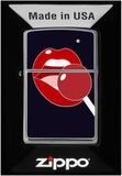 Zippo Stormaansteker - Lollipop Navy, geborsteld chroom, embleem - navulbaar - herbruikbaar - winddicht design - geschenkdoos - Made in USA