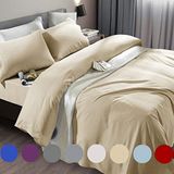 SONORO KATE Beddengoedset superzachte microvezel, draaddichtheid van 1800, Egyptische lakens geschikt voor 45-61 cm diepe zak matras, kreukvrij en hypoallergeen (beige, kingsize)
