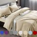 SONORO KATE Beddengoedset superzachte microvezel, draaddichtheid van 1800, Egyptische lakens geschikt voor 45-61 cm diepe zak matras, kreukvrij en hypoallergeen (beige, kingsize)