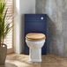 Hudson Reed Warwick WC-Ombouw Hoekmontage Marineblauw Klassiek met Reservoir, Chromen Spoelknop en Staand Toilet met Eikeneffect Toiletzitting