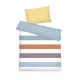 TOM TAILOR Renforcé kinderbeddengoed 40 x 60 cm + 100 x 135 cm, 100% katoen renforcé met omkeerbaar motief en gekleurde merkritssluiting, kleurrijke strepen (multicolor)