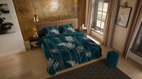 Pure dekbedovertrek gouden bladeren - 2 persoons 200x200/220 cm - Groen - Microvezel