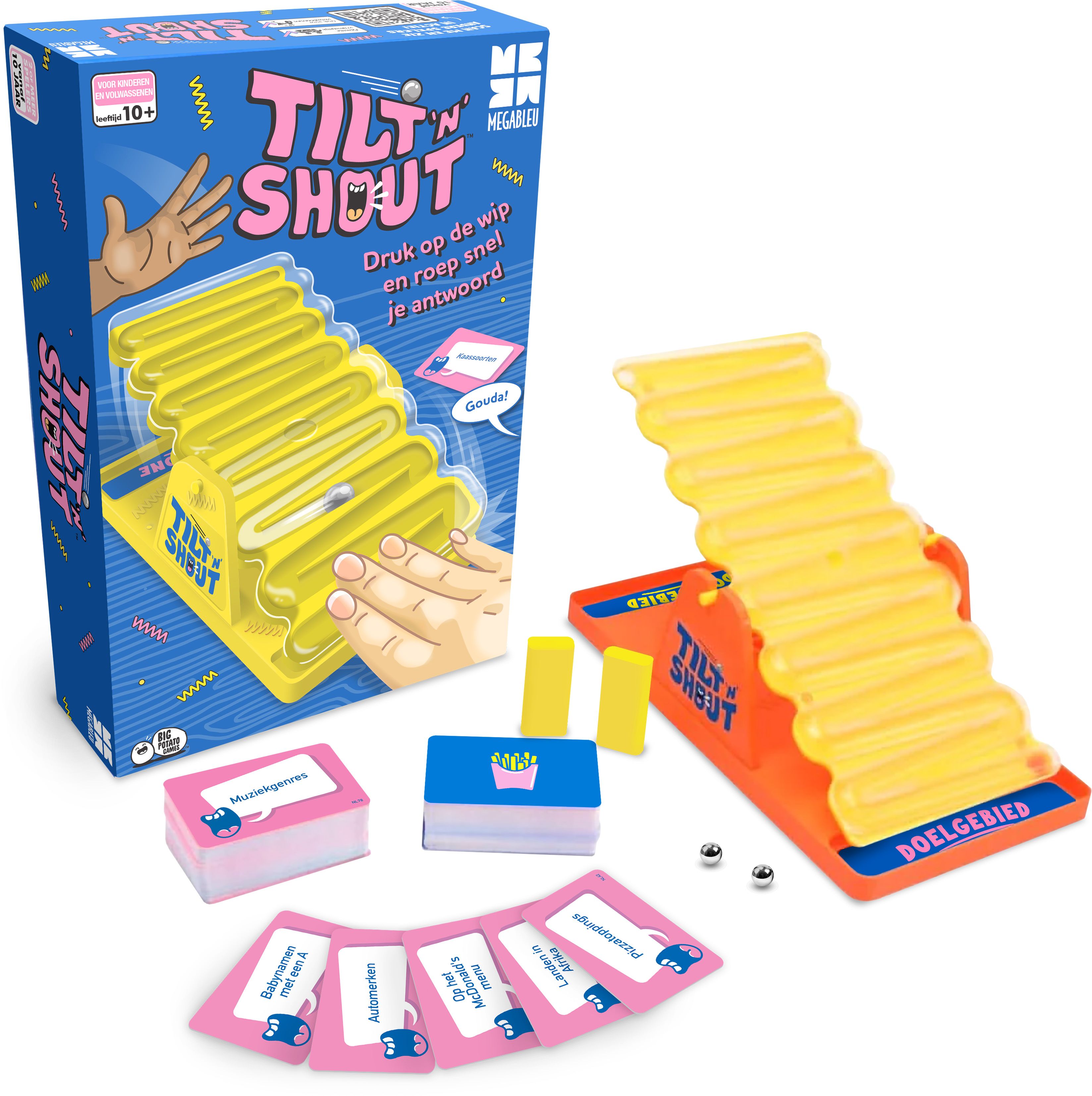 Megableu Tilt 'N' Shout - Spannend Familiespel - Bordspel voor Jong & Oud - 2 of Meer Spelers - Ideaal voor Spelletjesavond