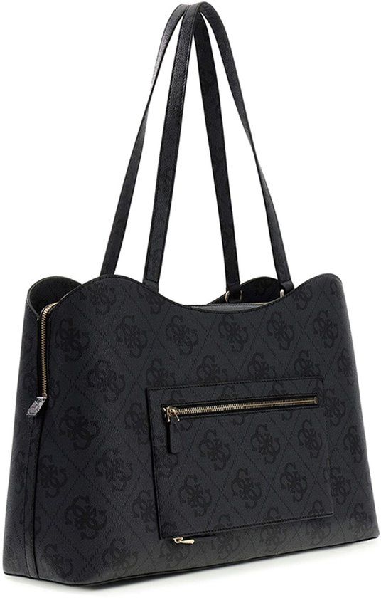 Guess Janie Logo Dames Schoudertas Print Goudkleurig Polyurethaan