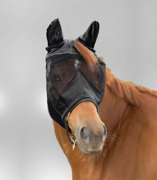 Waldhausen PREMIUM vliegenmasker met gehoorbescherming Extra Full Zwart
