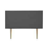 Duérmete Online Hoofdbord Premium, gevoerd, model Milaan, met voeten, bekleding van hoogwaardig kunstleer, hout, grijs, 130 x 60 cm (bed met 120 cm)