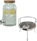 Merkloos Drankdispenser 5,5 liter Bamboe/Glas/RVS Naturel