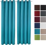 Beautissu Set van 2 Verduisterende Gordijnen Amelie BO - 140x245cm Turquoise