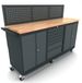 Bullram Bol Verrijdbare werkbank 2x 2 deuren 7 laden kast incl. gereedschapswand