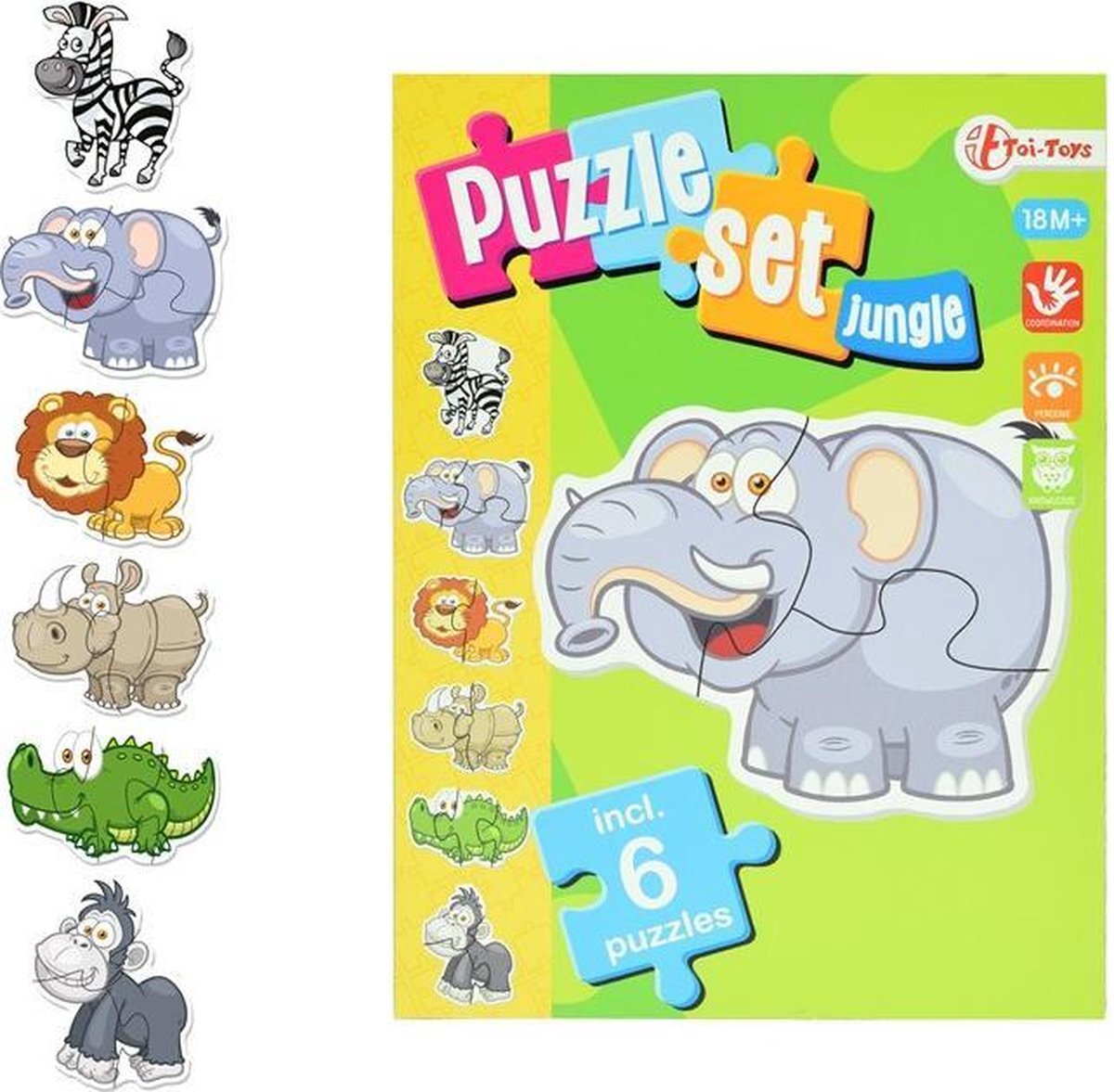 Toi Toys Toi-toys Legpuzzel Set Jungle Junior Hout 15 Stukjes