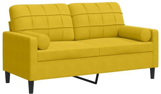 vidaXL Tweezitsbank met sierkussens 140 cm fluweel geel