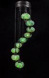 Halay Turkse hanglamp mozaïek glas groen - 9 bollen - hoogte 160 cm