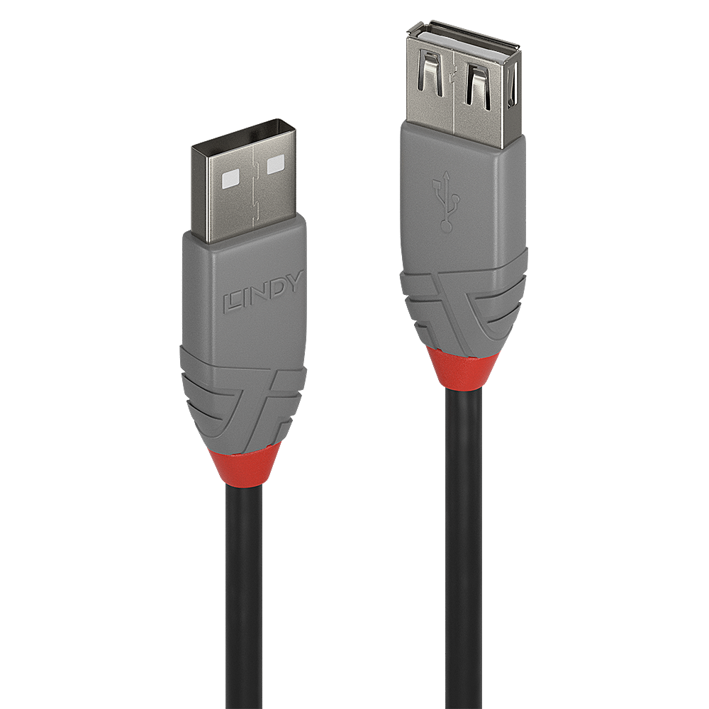 LINDY 36702 USB-kabel 1 m Zwart, Grijs